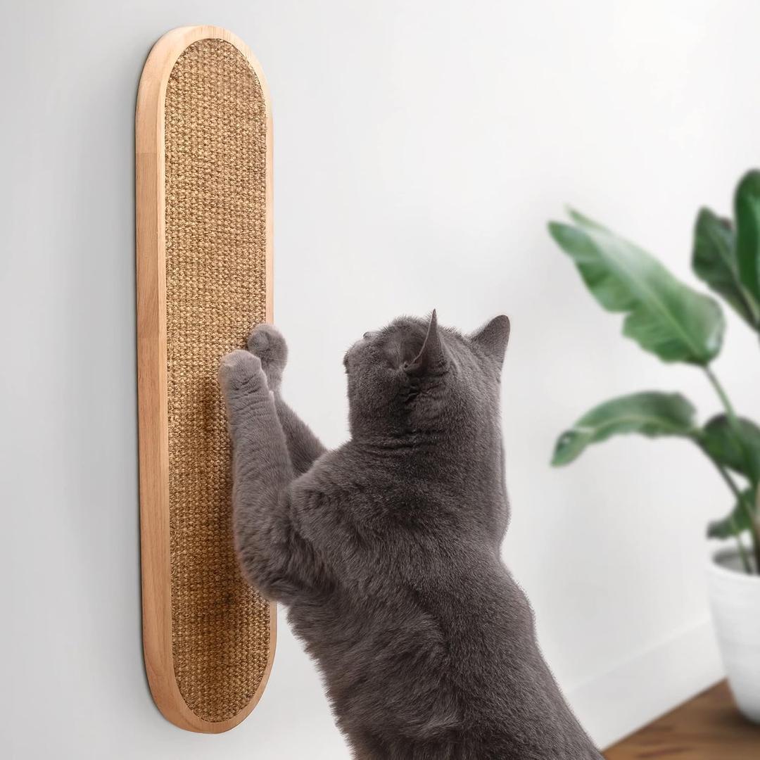 7 Ruby Road Wall Mounted Cat Scratcher with Multidirectional Sisal - Indoor Cat Wall Scratcher Post for Furniture Protection (Natural)