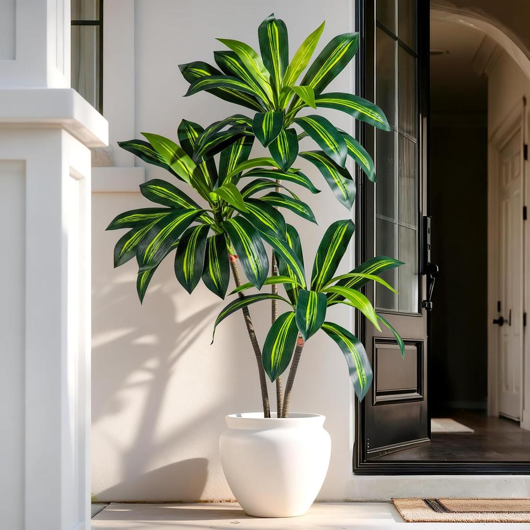 Tall Fake Tree Artificial Trees Plant with White Planter Pot Indoor Outdoor Potted Silk Plants Large Faux Trees loor Floor for Home Living Room Office Outside Patio para decoracion Housewarming Gift