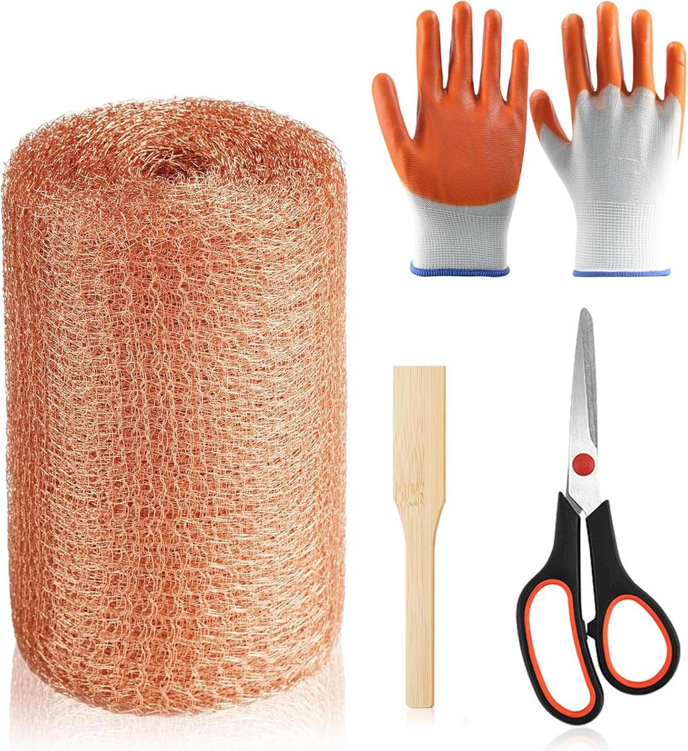 Copper Mesh Rodent Control, 5 in x 50ft Premium Copper Wool for Mice Rat Rodent, Bat & Snail, Copper Mesh Roll for Weep Hole Filler, DIY Pest Blocking for Home and Garden