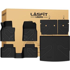 LASFIT Floor Mats & Backrest Mats & Trunk Mat for Mazda CX50 2023-2026 (Not for Hybrid) All Weather TPE Custom Fit Floor Liners Car Mats Accessories, 1st & 2nd Row & Seatback & Cargo Mats, Black