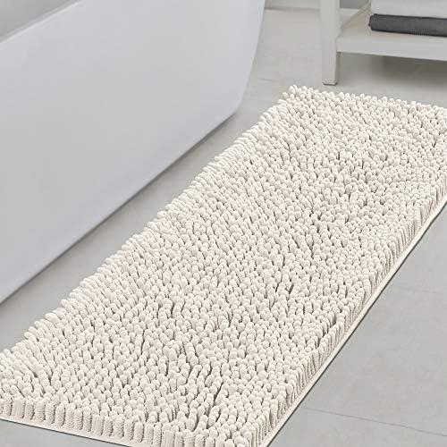 H.VERSAILTEX Bathroom Rugs Bath Mats Non Slip Chenille Bathroom Runner Rug 60x34 Extra Soft and Absorbent Shaggy Rugs Washable Dry Fast Plush Area Carpet Mats for Bath Room, Tub - Ivory