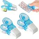 2Pcs Blue Portable Pill Taker Remover, Pill Remover, Blister Pack Opener Popper Assistance No Contact Easy to Take Out Travel Tablet Dispenser Pills Extractor Tool for Elderly, Disabled