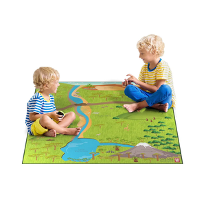 Safari Play Mat for Toy Animals | Foldable Solution |Large Size 57” x 57” | All Safari Animals | African Jungle Serengeti | Child Activity Mat | by Play Mat Factory