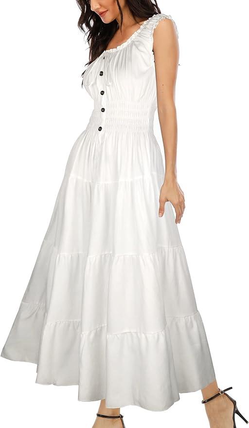 OSTOO Women's 2025 Summer Boho Floral Print Tiered Casual Flowy Long Maxi Dress, Size S