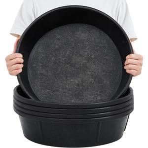 Sadnyy 5 Pcs 3 Gallon/ 12 Quart Rubber Feeder Pan, Rubber Feed Pan Utility Horse Feed Bucket Dog Bowl Horse Feeder for Cats Dogs Goats Chicken Dust Bath Container Animal Feeding, 10.6 x 4.1 Inch