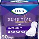 TENA Sensitive Care Incontinence Pads, Bladder Control, Postpartum for Women, Overnight Absorbency, Extra Coverage, 90 Count