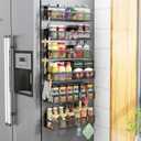 Magnetic Spice Rack for Refrigerator, 6 Pack Magnetic Shelf, Fridge Magnet Organizer with Moveable 12 Hooks, Magnetic Fridge Shelf for Kitchen Organization and Storage (6 Pack)