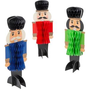 Assorted Designs Christmas Honeycomb Nutcracker Centerpieces - 3" x 9" (1 Set) - Festive Table Decorations for Holiday Parties & Seasonal Decor