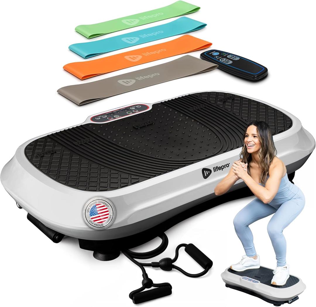 Lifepro Waver Vibration Plate Exercise Machine for Lymphatic Drainage, Muscle Activation, Full-Body Workout Vibrating Platform with Loop Bands, Fitness Equipment for Strength Toning & Fat Loss (White)