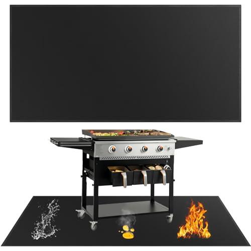 SecuCaptain Under Grill Mat for Outdoor Grill - Large 60x40 Inches Mats Double-Sided Fireproof Pad for Indoor Fireplace Fire Pit Heat Resistant Waterproof BBQ Floor Protector for Patio and Deck