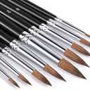 Sable Watercolor Brushes, Fuumuui 9pcs Detail to Mop Sable Brushes Round Pointed Professional Water Color Brushes Perfect for Watercolor Gouache Acrylic Ink Painting