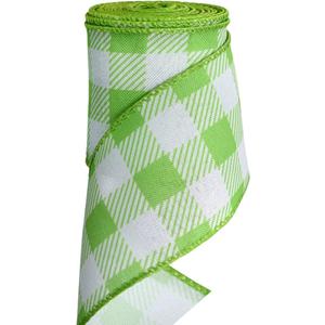 TONIFUL 2.5 Inch Green Plaid Check Burlap Wired Ribbon, Summer Spring Easter Ribbon for Gift Wrapping, Wreath Bows Making, Crafts, Birthday, Baby Shower Home Decoration, Easter Decor, Green, 6yds