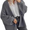 Women Chunky Sweater Y2k Oversized Knit Cardigans Long Sleeve Open Front Knit Sweaters Outwear 2026 Fall Winter Clothes (Small, Dark Grey)