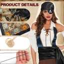 AWAYTR Pirate Costume Accessories Set for Men and Women, Comes with Head Scarf, Necklace, Sash Belt, Eye mask (Black)