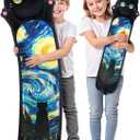 Mewaii Long Cat Plush 5 Sizes, 120% Extra Filling Giant Plushness Kids Body Pillow, Kawaii Cute Black Starry Cat Stuffed Animals Plushies, Big Long Body Pillow Plush Gift for Girls 53