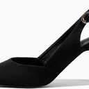 Rilista Women's Slingback Kitten Heels Closed Pointed Toe Backless Wedding Party Dress Pumps Shoes (Black, 7)