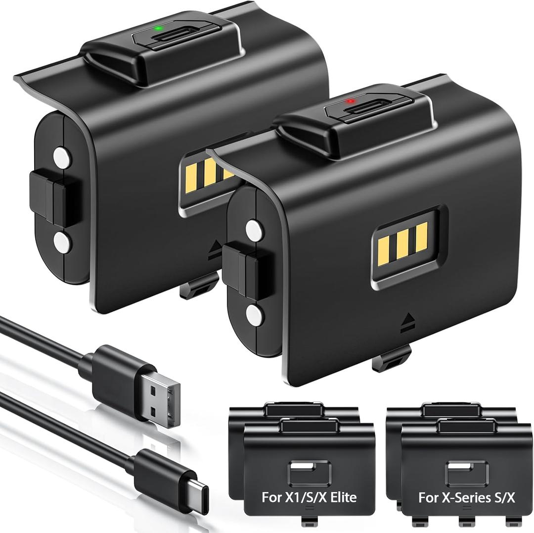 Rechargeable Battery Pack for Xbox Controller,2x4320mWh Batteries Pack for Xbox One X|S/Xbox Series X|S/One Elite Controllers- with USB-C Charging Cable,Remote Play and Charge kit with 4 Cover(2 Pack)