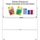 H-Qprobd Magnetic Dry Erase Board with Stand Double-Sided Mobile Whiteboard - 36"x24" Adjustable Height Rolling White Boards on Wheels for Kids & Adults