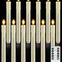 Homemory 12 Pcs Plastic Flameless Taper Candles with Remote Timer Dimmer, Ivory Led Candlesticks with Flickering Flame Light, Lifelike Taper Candles Battery Operated for Indoor Decoration 9.6 Inches