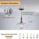 Vintage Glass Pendant Light Fixture 3-Pack Brass Modern Adjustable Chandelier Farmhouse Hanging Ceiling Light for Hallway Porch Kitchen Bedroom Coffee Shop Dining Room