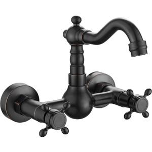 GGStudy Wall Mounted Kitchen & Bathroom Sink Faucet With Double Cross Handle Oil Rubbed Bronze
