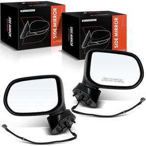 A-Premium Pair (2) Driver & Passenger Side Power Door Mirror - Compatible with Honda Civic EX/LX 2006 2007 2008 2009 2010 2011 Sedan - Non-Heated Manual Folding Black Smooth Outside Rear View Mirror