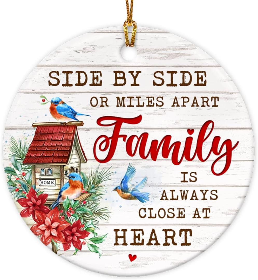 2 x VeryHomy Family Christmas Ornaments 2025 | Long Distance for Grandpa, Grandma, Mom and Dad Gifts, Birthday for Sister, Brother | Ceramic Christmas Tree Decorations 2025