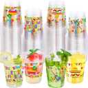 WorldBazaar 100 Pack Fiesta Plastic Cups 12oz Cinco De Mayo Disposable Party Cups for Mexican Taco Birthday Summer BBQ Party Decorations