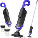 Cordless Above Ground Pool Vacuum Cleaner, 60W Handheld Rechargeable Pool Vacuum Cleaner with Pole & 18GPM Suction for Leaves, Debris, Dirt