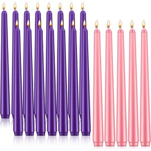 Patelai 20 Pcs Christmas Advent Candle Set Taper Candles 10 Inch Purple and Pink Christmas Candles Candlesticks for Wedding Advent Home Church Holiday Decoration Party Celebrations