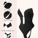 Slimers Women Shapewear Backless Body Bra Shaper Womens Plunge Invishaper Low Back Thong Bodysuits Open Crotch Daily Use (Black XXL)