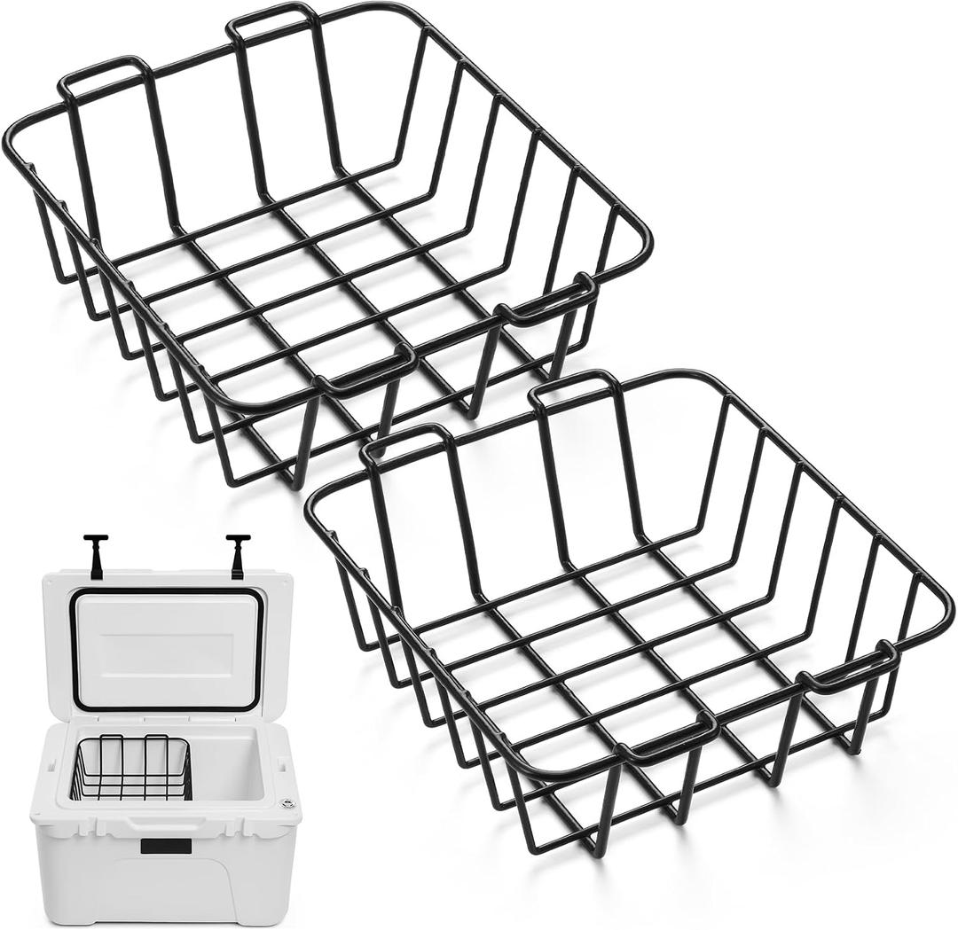 2 Pcs Cooler Basket for 35/45 Stainless Steel Storage Wire Cooler Rack Dry Goods Basket for 35 or 45 Coolers