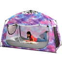 Indoor Instant Privacy Bed Tent for Sleeping, Quick Set-up Bed Canopies, Portable Bed Drapes with Large Space and 3 Doors (Galaxy, Twin)