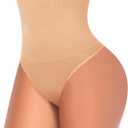 Werena Tummy Control Thong Shapewear for Women High Waist Shaping Underwear Seamless Thongs Panties L