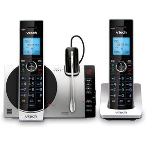 VTech DS6771-3 Connect to Cell, Cordless Phone with Answering Machine, DECT 6.0 Headset+2 Handset Intercom, Bluetooth, Caller ID/Call Waiting, Expandable System - Silver/Black