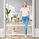 Dog Gate - 18"-45" Adjustable Extra Wide Metal Short Dog Gate to Step Over, 10" Tall Small Pet Gate with 3 Extension Kits, Pressure Mounted for Doorways & Stairs (White)