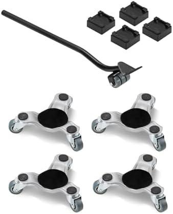 VEVOR Furniture Dolly, 4 Pack 6-Inch Steel Tri-Dolly with 360° PP Swivel Wheels and Non-Slip Cap, 3 Wheels Furniture Lift Mover Tool Set for Moving Heavy Furniture Refrigerator Sofa