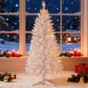 4ft White Christmas Tree with Lights, Small Artificial Lighted Christmas Trees, Not Pre-lit Xmas Tree, Indoor Christmas Decorations for Home, Office, Party Dcor