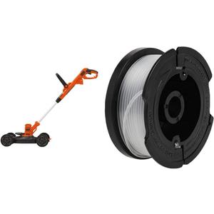 BLACK+DECKER Electric Lawn Mower with Trimmer Line Replacement Spool, Autofeed 30 ft, 0.065-Inch, 2-Pack (BESTA512CM & AF100-2)
