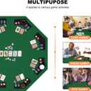 48 Inch Foldable Poker Table Top for 8 Players, Octagon Poker Table Topper with Chips Tray & Cup Holders, Professional Texas Holdem Poker Table Mat with Carrying Bag for Card Casino Games (Green)