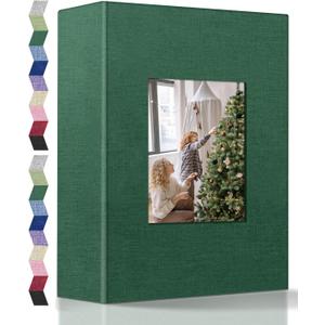 popotop Photo Album 4x6-200 Photos Photo Books with 200 Horizontal Pockets,Linen Cover Albums for Family Wedding Anniversary Baby Vacation Pictures (Dark Green)