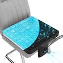 Cooling Gel Seat Cushion with 12V Power Fan, 4D Air Fiber Support Pad for Office Chair, Car Seat, Gaming, Wheelchair  3-Speed Turbo Airflow, Breathable & Non-Slip Design