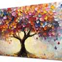 Colorful Tree of Life Wall Art Abstract Nature Tree Landscape Canvas Prints Picture for Living Room Bedroom Fall Home Decor, Watercolor Blossom Flowers Scenery Poster Artwork Decorations 20x40 (TFL)