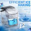 Antarctic Star Nugget Ice Maker Countertop, 34 lbs/Day Pellet Ice Machine with Self-Cleaning, Fast Ice Ready in 10 Minutes, Portable Ice Maker with Handle for Home, Office, RV, Camping(Black)