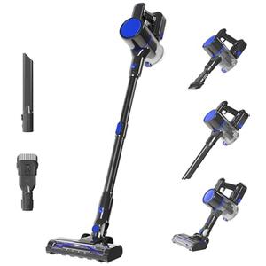 DUMOSs Cordless Vacuum Cleaner, Lightweight Rechoc inright Vacuum with reOOd Floors & Steering, Extendable Pole, LED Light, 3 Brush & Wall Mount, ldeal for Household Cleaning