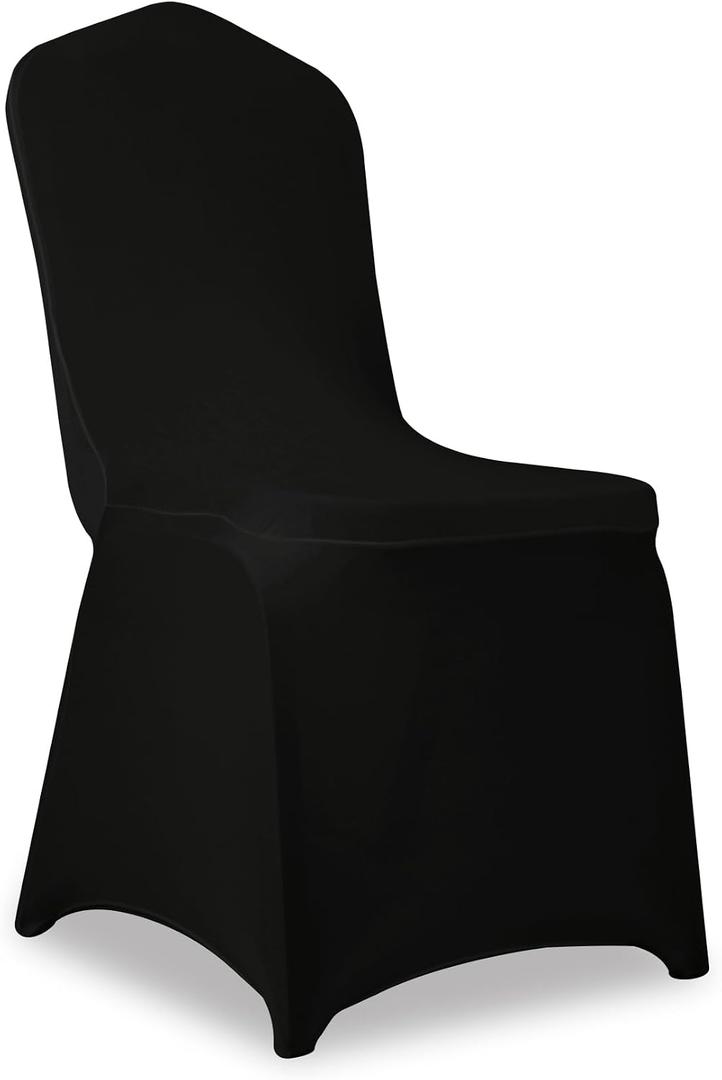 100 Pack Black Stretch Polyester Spandex Chair Covers Universal Washable Removable Chair Slipcovers Protector for Wedding Banquet Events Party Dining Decoration, 37in