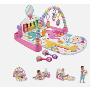 Fisher-Price Baby Playmat Deluxe Kick & Play Piano Gym for Learning & 2 Maracas Soft Rattles for Newborn to Toddler Play Ages 0+ Months