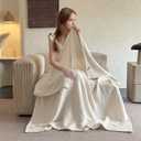 Simple&Opulence 100% Cotton Muslin Blanket Twin Size, Lightweight Breathable 4 Layering Gauze Blanket for Bed Couch Camping, Soft Bedspread Coverlet All-Season Use (Off White, 68"x86")