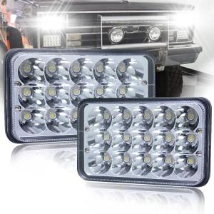 4x6 LED Headlights Dot Approved 2PCS Rectangular 45W Hi/Low Sealed Beam Headlight for Kenworth T800 W900 Peterbilt 378 379 Chevrolet C10 H6545 H4651 H4652 H4656 H4642 Headlamp