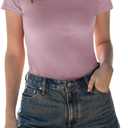 BAMBOO COOL Women's Skin-Tight Soft T-Shirts Short Sleeve Slim Fit Tops for Women Cute Basic Tees (Pink), S
